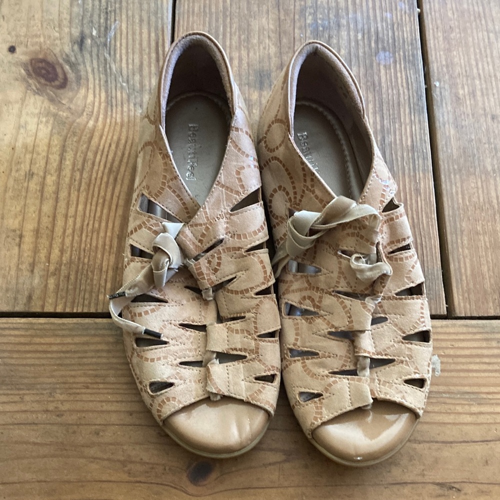 BeautiFeel Tan Patterned Sandals ghillie edyta 36
